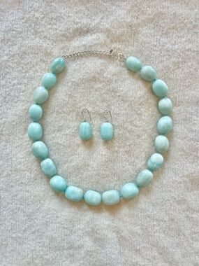 Sterling silver amazonite beaded necklace